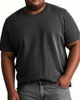 Men's Plus Size Round Neck Solid Color Washed Cotton Short Sleeve T-Shirt